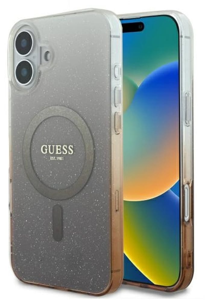 Guess Glitter Gradient Serie - Hoesje voor mobiele telefoon - MagSafe Compatibel - Brons - IML Glitter