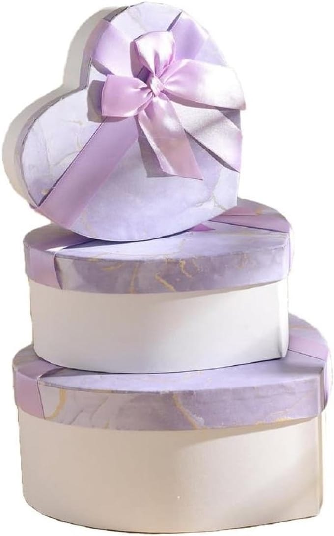 Hart Cadeaubox Set - Verpakking Dozen - Cadeaus Presenteren - Met Lint Detail - 3 Maten - A