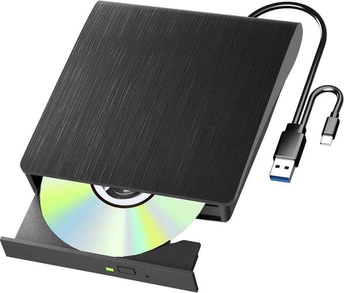 Externe Blu-ray Speler met USB 3.0 en Type-C - Draagbare DVD/BD/CD Speler voor Laptop en PC