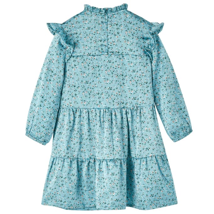 vidaXL - Kinderjurk - met - lange - mouwen - 128 - blauw