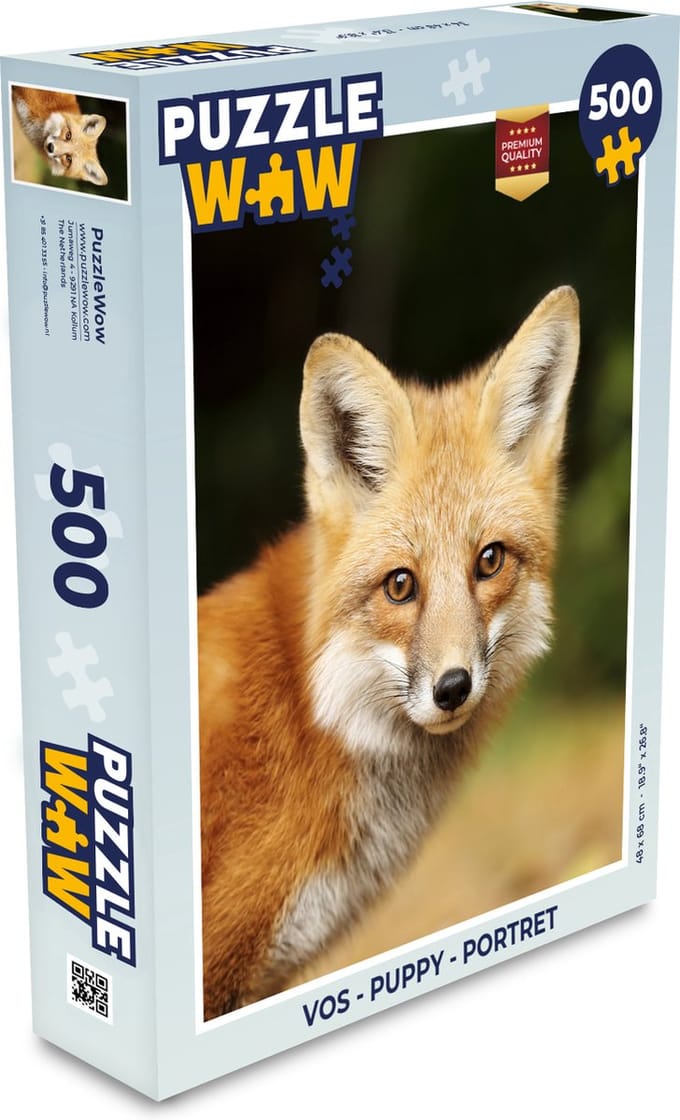 Puzzel Vos - Puppy - Portret - Legpuzzel - Puzzel 500 stukjes