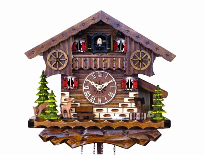 Engstler - 445_Q - Koekoeksklok - Kwarts - Notenhout - 26 cm