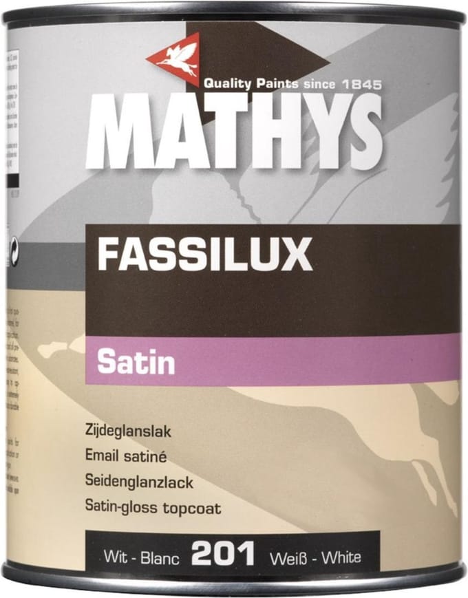 Mathys Fassilux Satin - 1 l - 18 m²/l - Wit - Lak