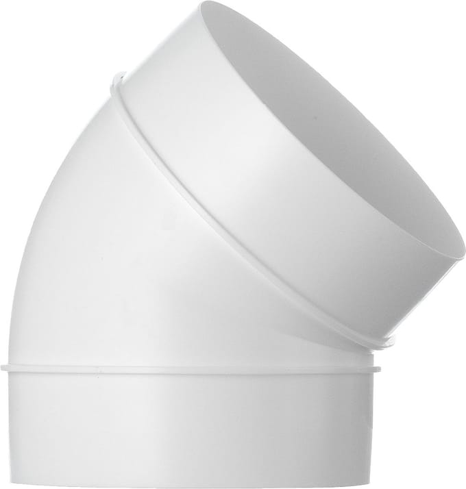Witte PVC Boog Connector Ø 125mm 45 Graden voor Ventilatiebuis