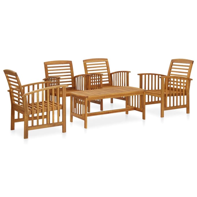 vidaXL - 5-delige - Loungeset - massief - acaciahout
