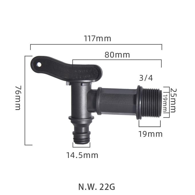 S60x6 Schroefdraad Plastic IBC Tank Kraan 1/2 Connector Vat Koppeling Ontluchtingskraan Schakelaar Tuinslang Fitting black