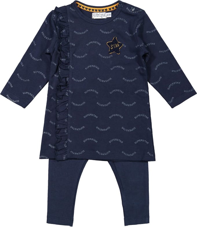 Dirkje - Girls 2 pce babysuit ls dress Navy - maat 86