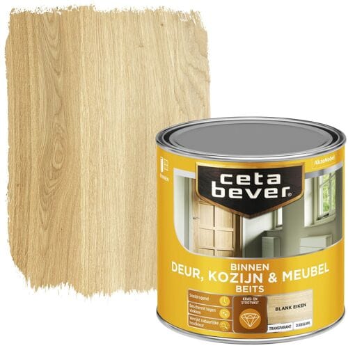 Cetabever - Binnenbeits Deur, Kozijn & Meubel Transparant Zijdeglans - Blank Eiken - 250 Ml