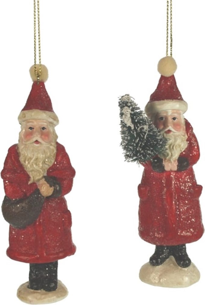 Ornament Kerstman met boom, tas 5x14x4cm