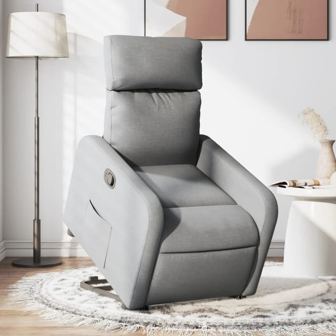 Vidaxl Verstelbare Fauteuil, Lichtgrijs, Bekleed met Stof