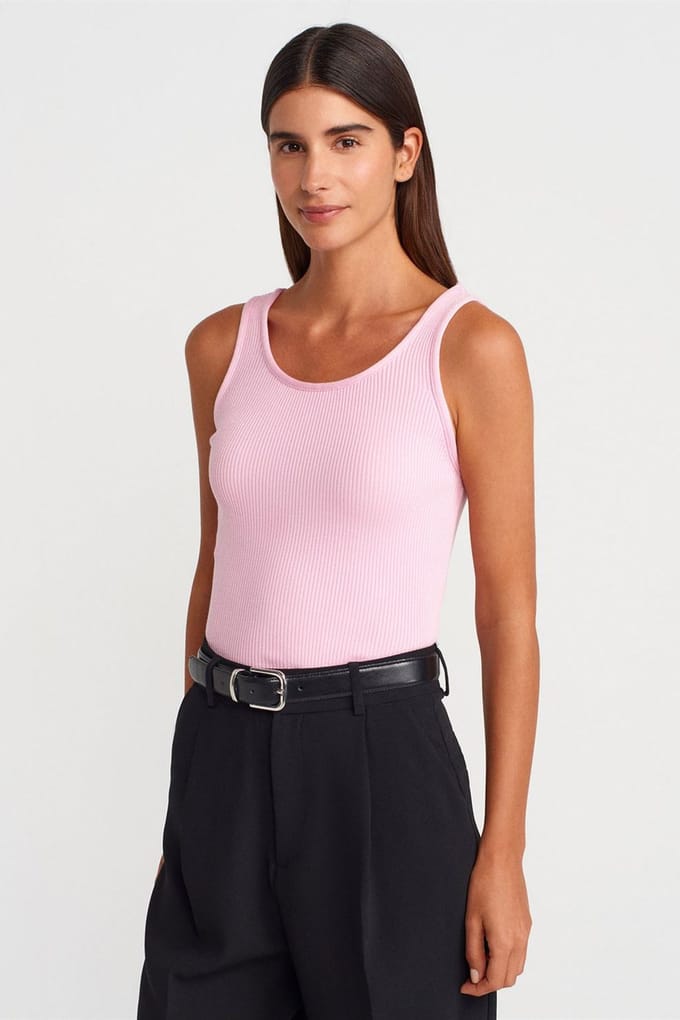 Geribbelde Mouwloze Brei Cami Blouse
