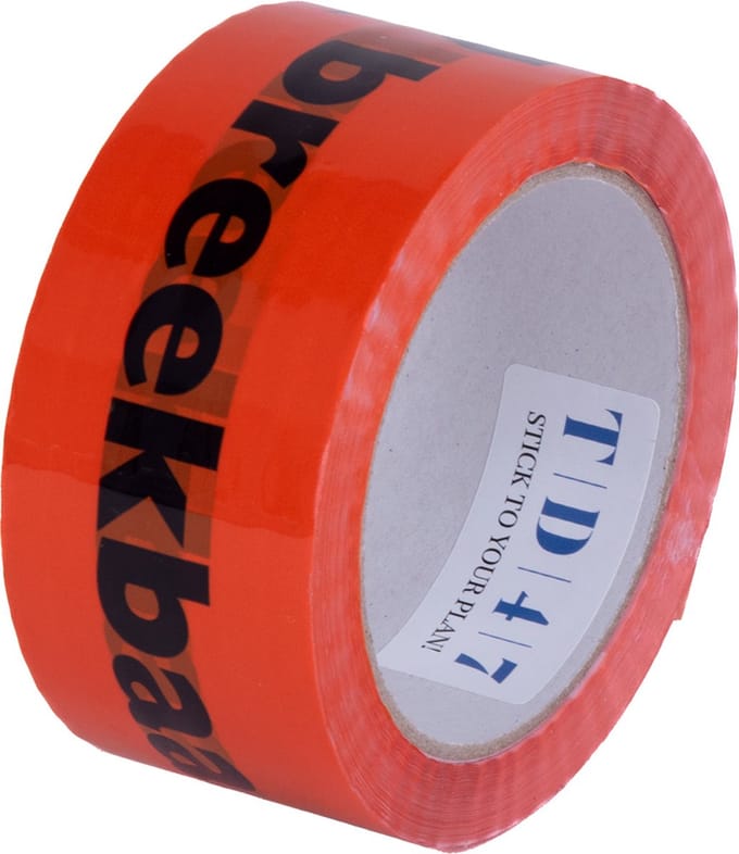 TD47 Verpakkingstape Breekbaar / Fragile 50mm x 66m Oranje