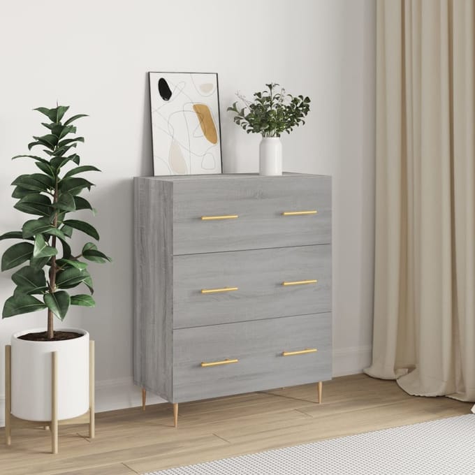 vidaXL - Dressoir - 69,5x34x90 - cm - bewerkt - hout - grijs - sonoma - eikenkleurig