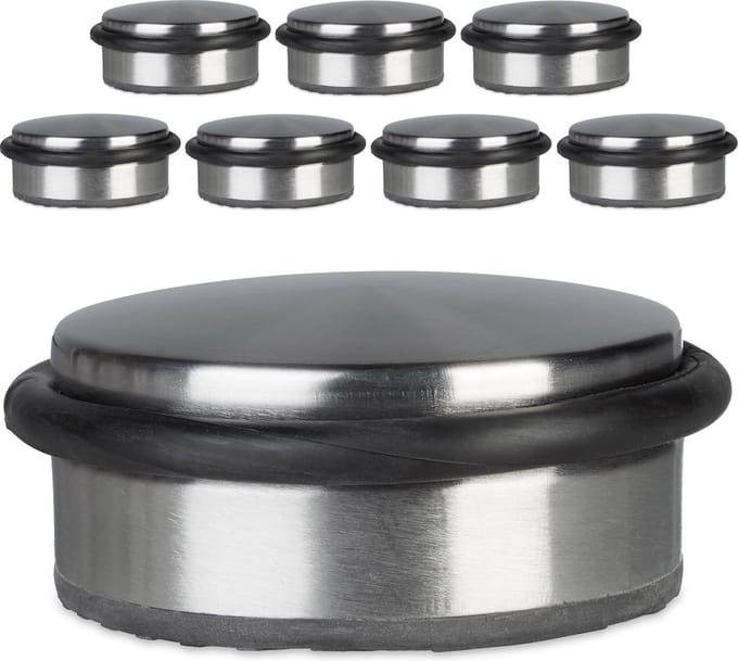 8x deurstopper - deurbuffer- deurstop edelstaal - zilver - antislip onderkant