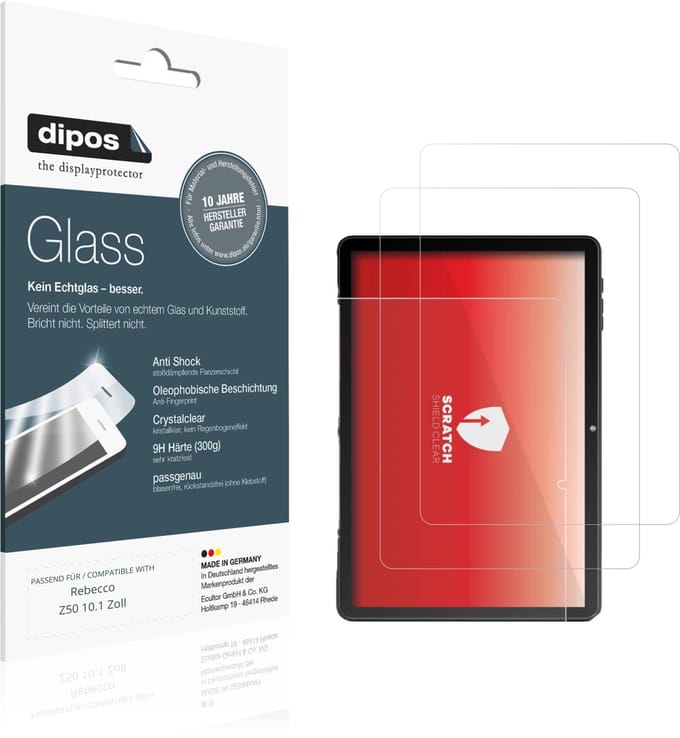 dipos – 2x Pantserfolie geschikt voor Rebecco Z50 10.1 Zoll | 9H Screenprotector