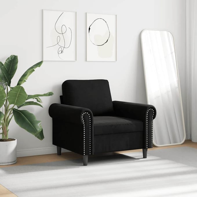 vidaXL - Fauteuil - 60 - cm - fluweel - zwart