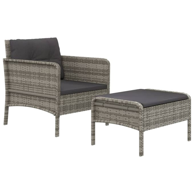 vidaXL - 2-delige - Loungeset - met - kussens - poly - rattan - grijs