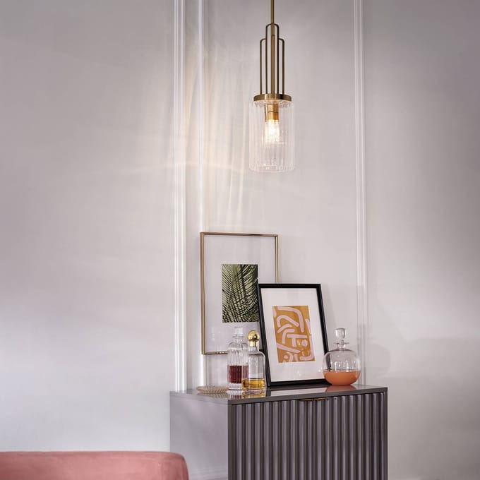 Kichler LED Hanglamp Kimrose | 1X E27 Max 60W | Dimbaar | Brushed Natural Brass