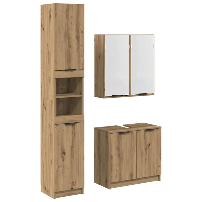 vidaXL - Badkamerkast - set - 3 - st - Artisan - Eiken - Bewerkt - hout