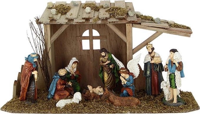 Kerstkwekerij 10 Santons Resin L.60cm - Plastic - SILUMEN