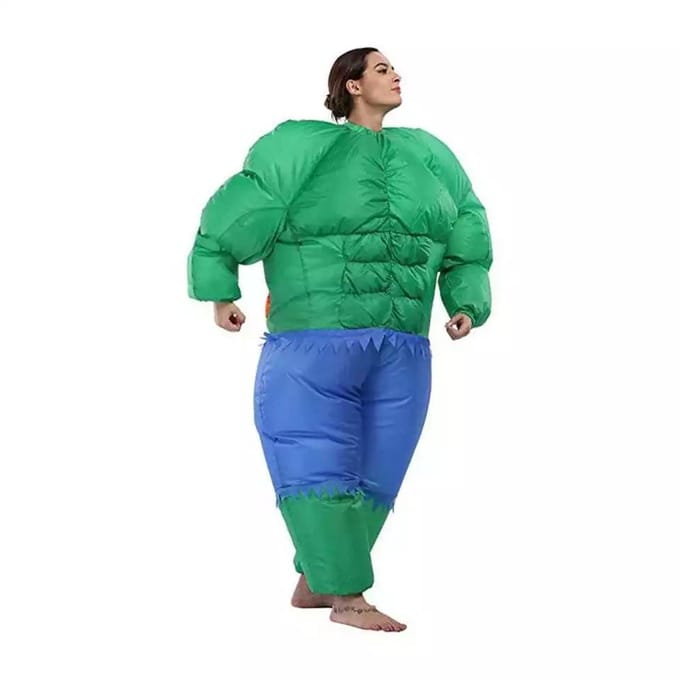 Groen spierbundel opblaaskostuum, volwassen One size, 150-190cm groen