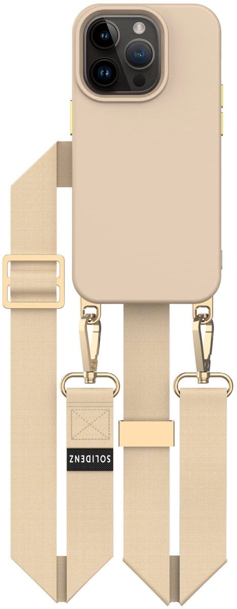 Solidenz hoesje geschikt voor iPhone 15 Pro Max – Collection cord case met afneembaar koord – caramel