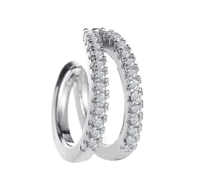 Double row ear cuff | zilver gekleurd
