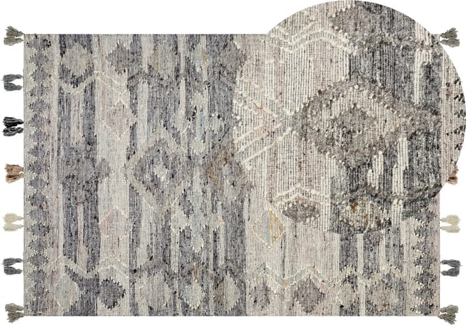 ARATASHEN - Kelim vloerkleed - Grijs - 160 x 230 cm - Wol