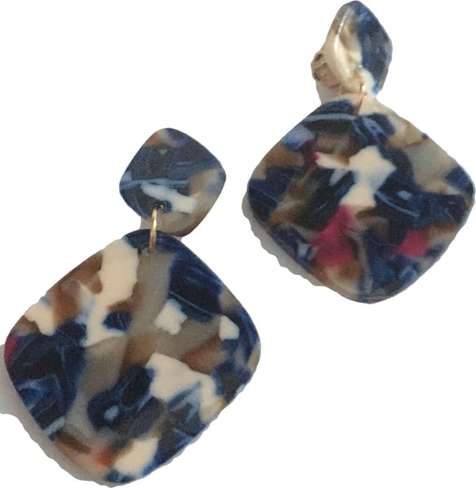 Petra's Sieradenwereld - Clipoorbel hanger blauw rood beige (422)