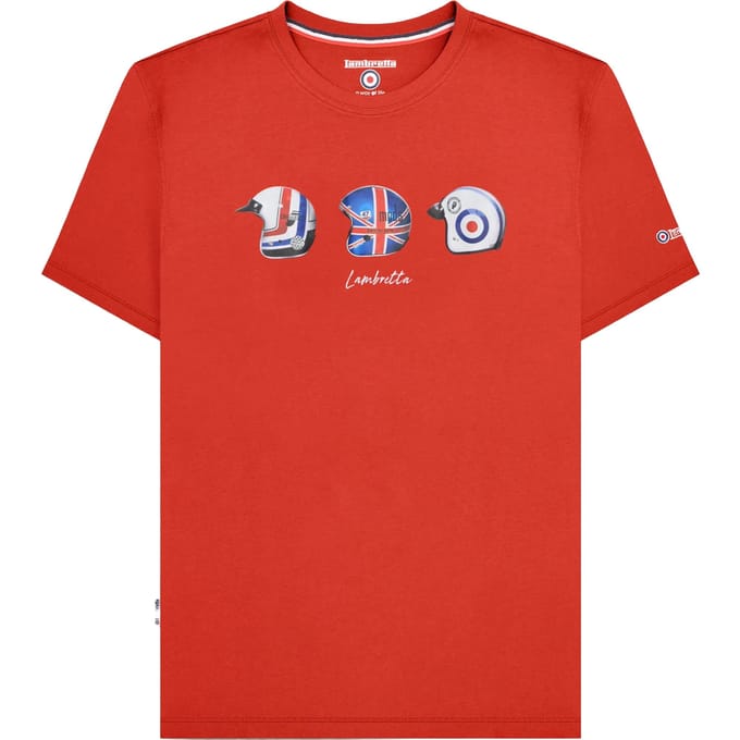 Lambretta Heren SS25 Helm T-Shirt (Rood)