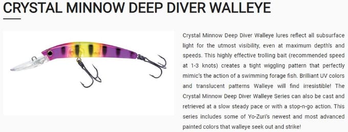 Yo Zuri Crystal Minnow DD Walleye 90 mm drijvend kunstaas R1205-BT (8239)