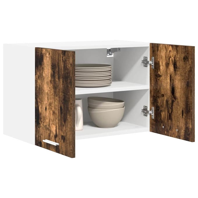 vidaXL - Hangkast - 2 - st - Gerookte - Eik - en - Wit - Bewerkt - hout