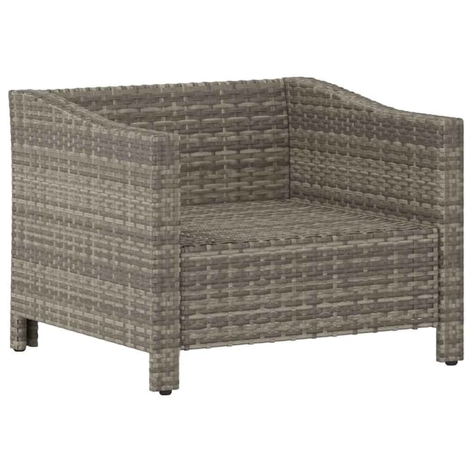 vidaXL - Tuinfauteuil - met - kussen - grijs - poly - rattan