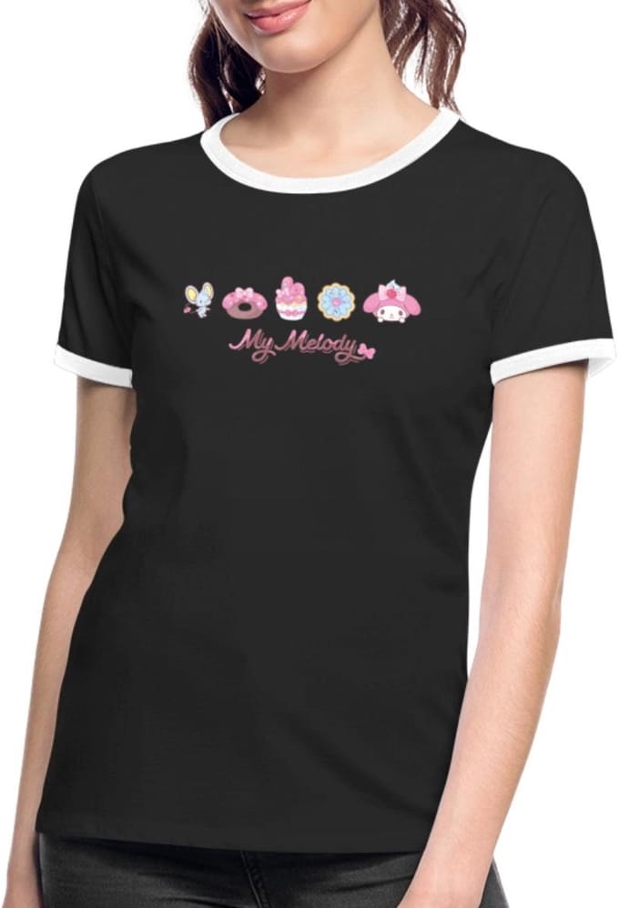 My Melody Met Flat En Gebakjes Vrouwen Contrast Shirt