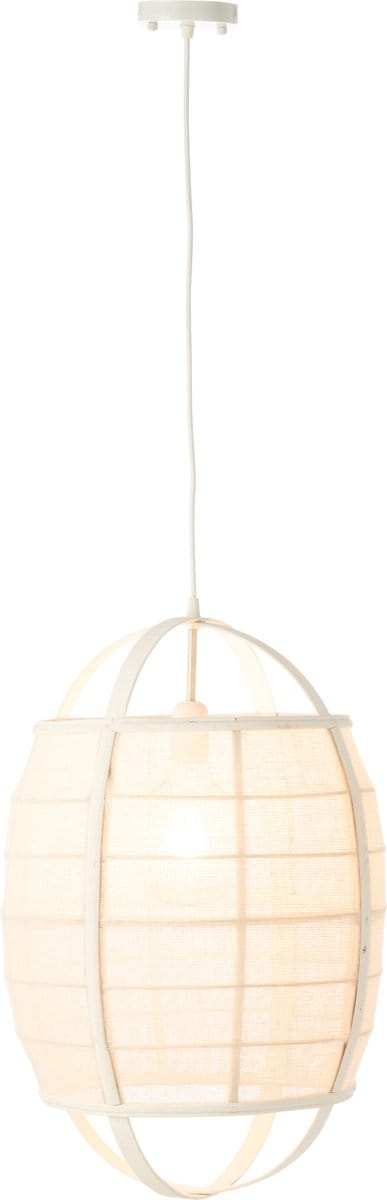 J-Line hanglamp Ion - linnen/bamboe - wit - small