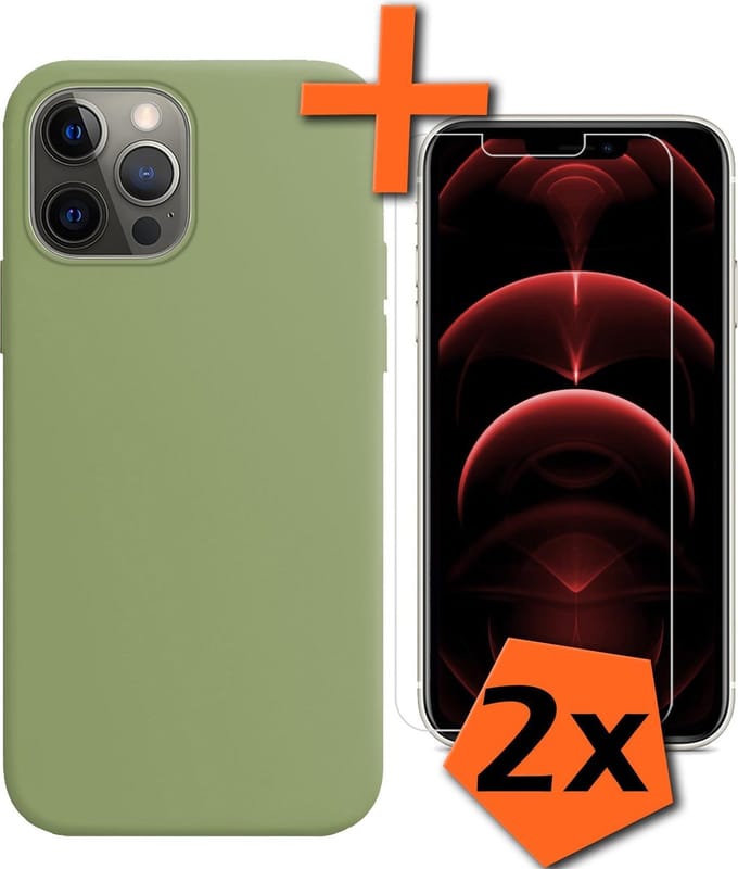 Hoes - Met 2x Screenprotector - Geschikt voor Apple iPhone 13 Pro Max - Sterk & Shockproof - Back Cover - Siliconen Case - Telefoon Hoes - Groen