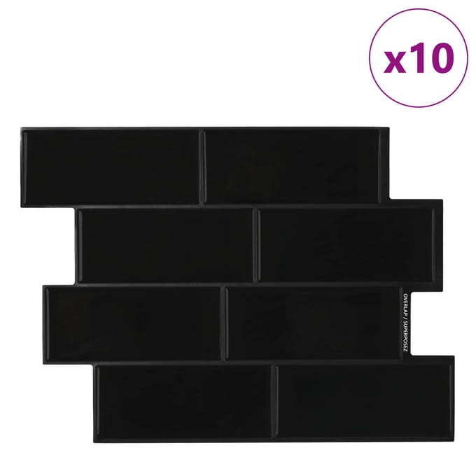 vidaXL - Subway - tegel - 10 - st - Zwart - 29 - x - 21 - cm - Polyurethaan - en - PET