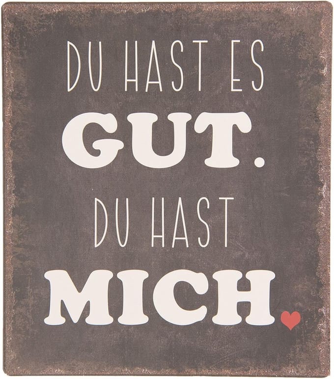 Clayre & Eef Tekstbord 13x15 cm Zwart Metaal