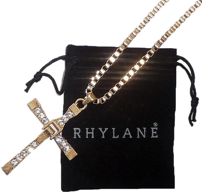 Ketting met kruis hanger – 50 cm – goudkleurig - Rhylane