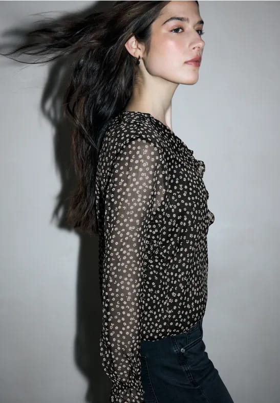 Chiffon blouse met volants