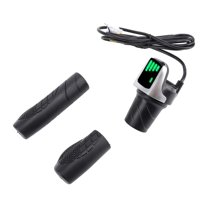 36V Draaigashendel met LCD-display, Sleutelslot, Vermogensindicator, Elektrische Scooter Rubber Half gray