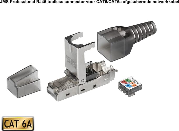 JMS® Professional RJ45 toolless connector voor CAT6/CAT6a afgeschermde netwerkkabel
