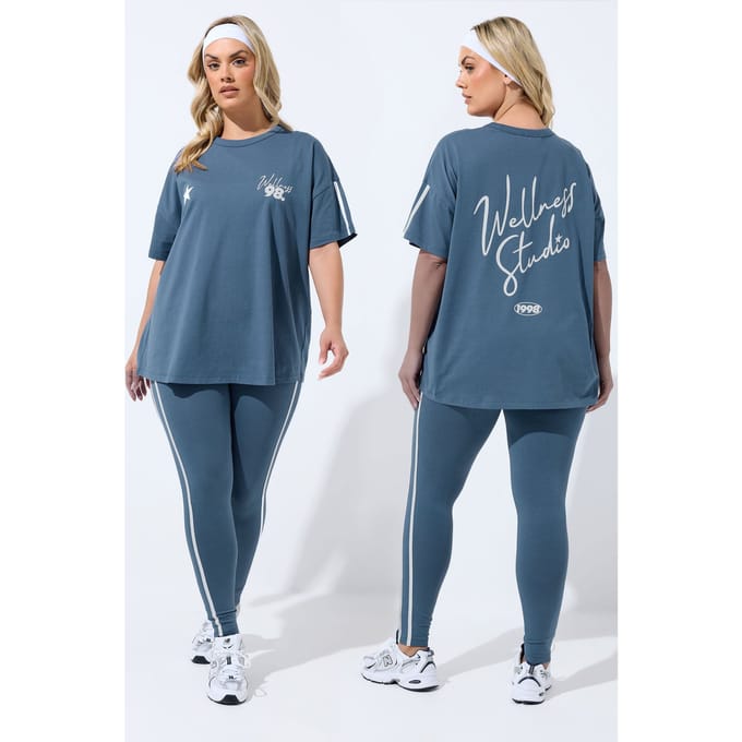 Yours Active Blauw 'Wellness Studio' Tshirt Size 42