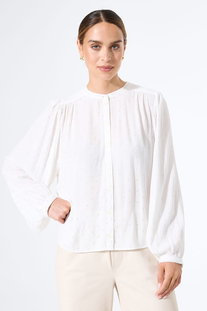 GARCIA Dames Effen Blouse Wit Lange mouw