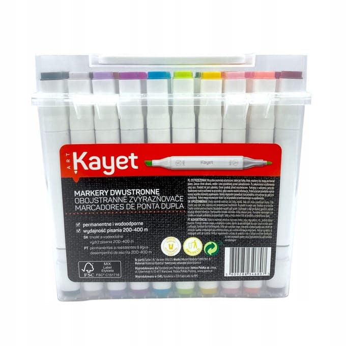 Kayet dubbelzijdige markers - 60 levendige kleuren