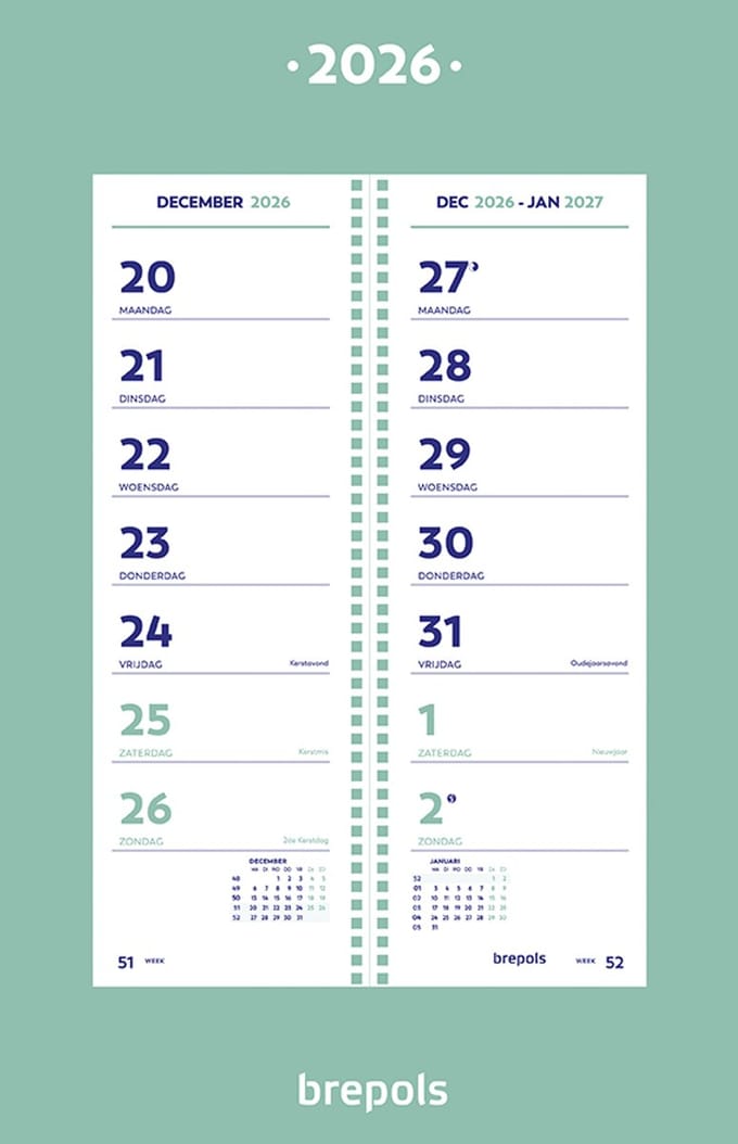 Brepols Week Omlegkalender 2026 - 20x31cm