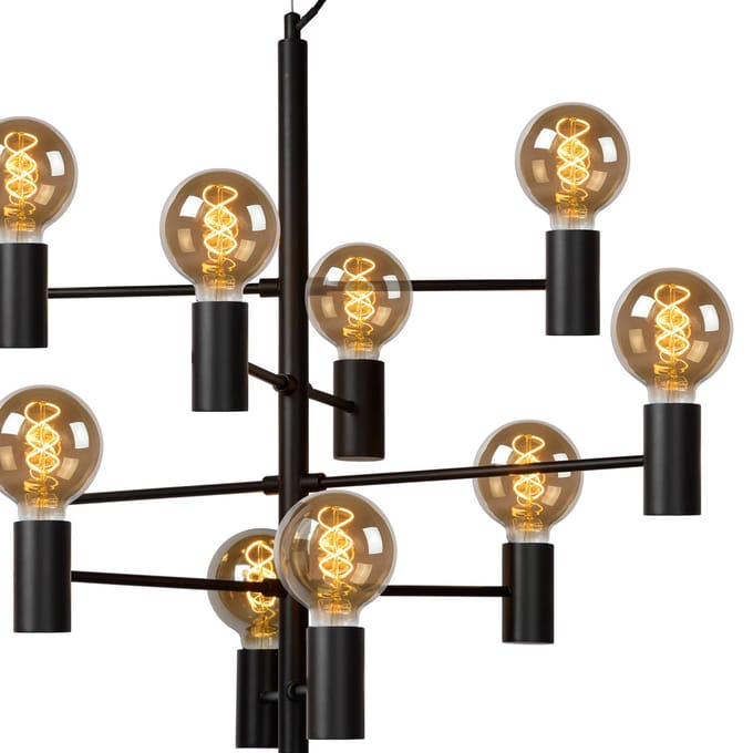 Lucide LEANNE - Hanglamp - Ø 65 cm - 10xE27 - Zwart