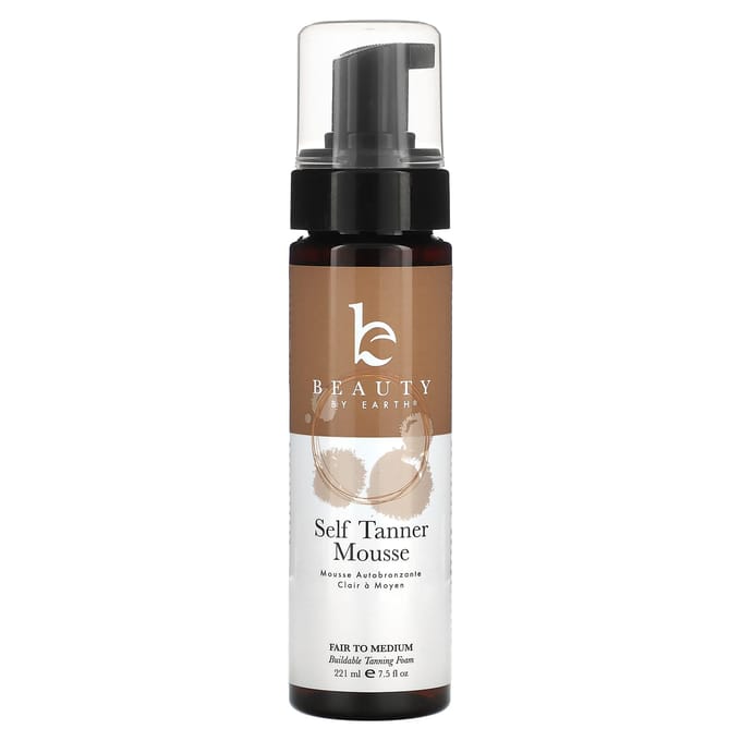Beauty By Earth, self-tanner mousse, medium to dark, 7.5 fl oz (222 ml) brown