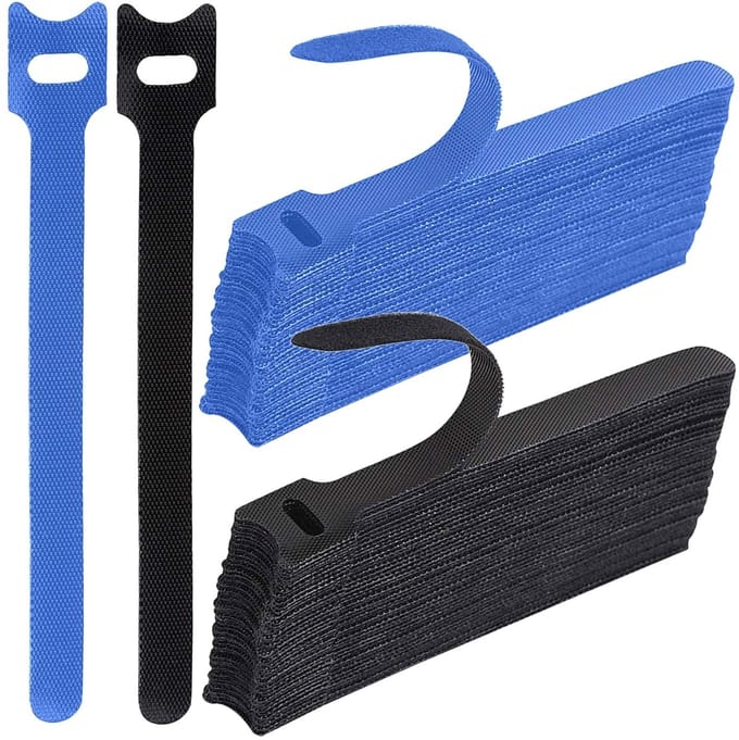Dailygoods - Pack van 100 Verstelbare Kabelbinders - Herbruikbare Velcro Kabelstrips voor Kabelbeheer