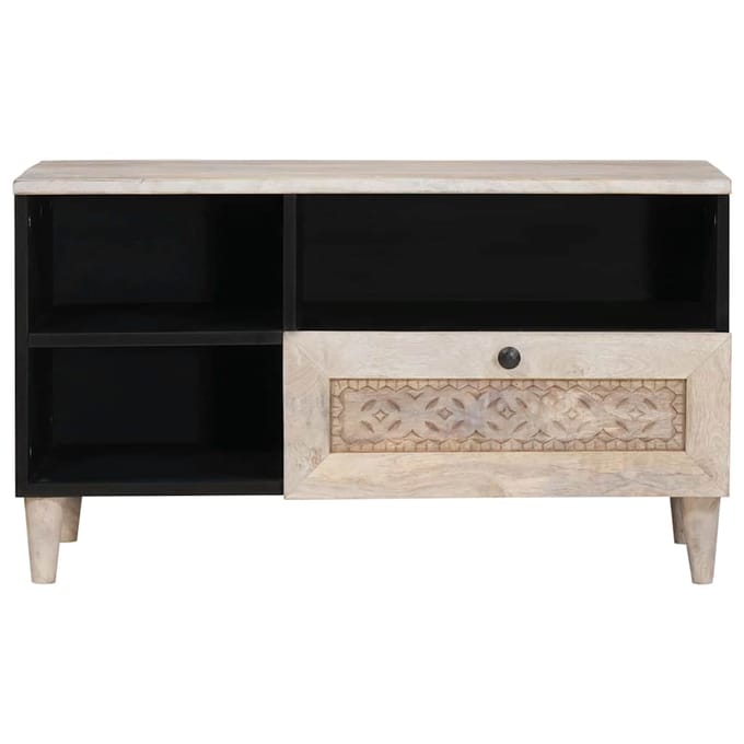 vidaXL - TV - Kast - Bleached - White - 80 - x - 33 - x - 46 - cm - Massief - Mango - Hout